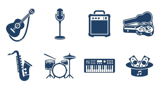 Music Instruments Icons Set Collection.