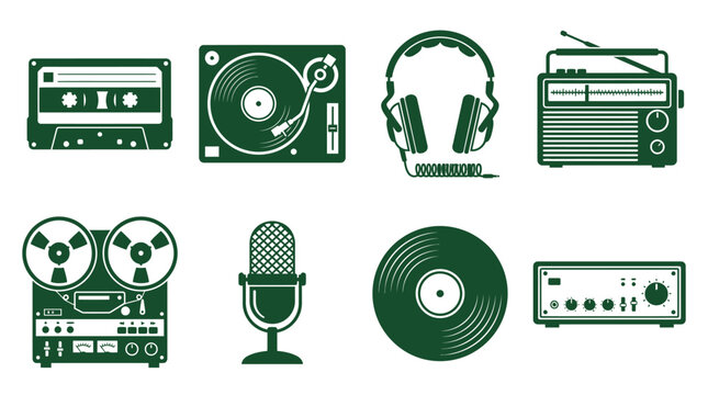 Retro audio equipment and accessories.