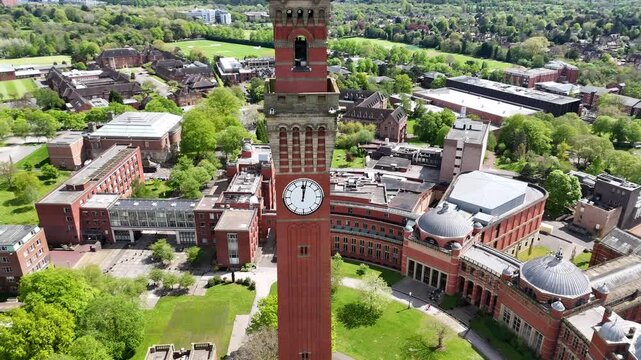 Historic Edgbaston Campus Aerial View of University of Birmingham and Old Joe Clock Tower