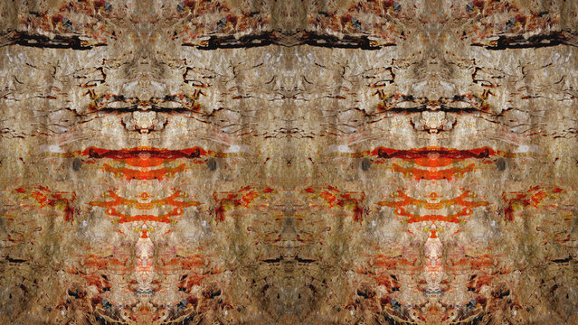 Muted earthy tones on weathered surface