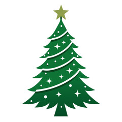 Fototapeta premium Green christmas tree with star top illustration Vector