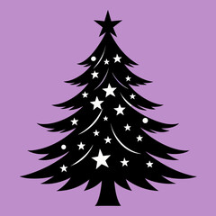 Obraz premium Simple purple christmas tree icon with geometric design Vector