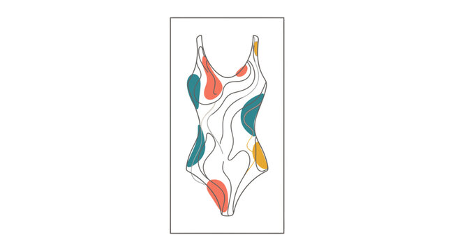 Abstract Swimsuit Design: One-Piece with Organic Shapes and Lines