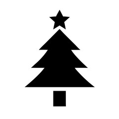 Fototapeta premium Black christmas tree icon with star topper Vector