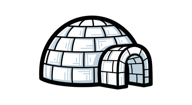 Cartoon igloo illustration isolated on white background for design element