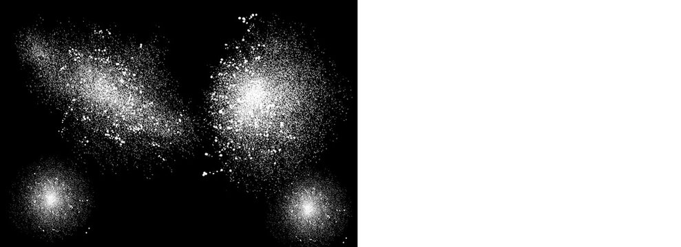White sparkles and particles on dark background for overlay and design elements transparent background