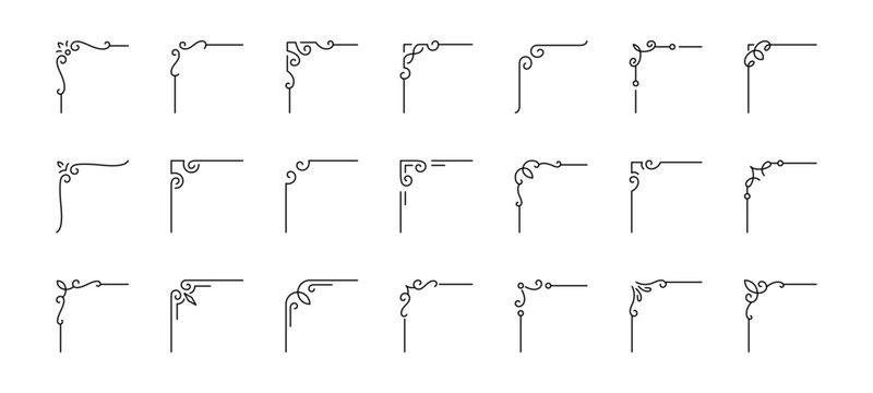 Minimal decorative corner ornaments set with editable stroke