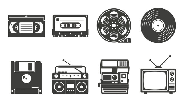 Retro Technology Media Devices Icons.
