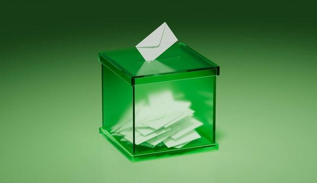 Green Ballot Box for Environmental Elections - 3D render illustration