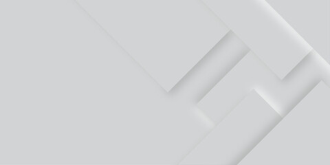 Fototapeta premium Abstract grey line with square shape geometry vector background with soft shadow on neutral light grey textured background.3d architecture pattern design. Template for branding business ..