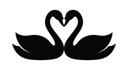 swans forming a heart shape silhouette high quality professional detailed © Mama
