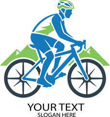 Naklejka premium mountine bike rider logo vector white background