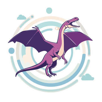 Purple Dragon Flying with Wings Spread