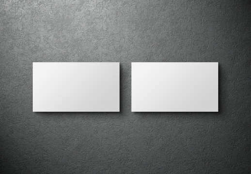 Minimalist business card on concrete textured background Mockup. 3D rendering