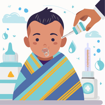 Baby Receiving Ear Drops for Treatment