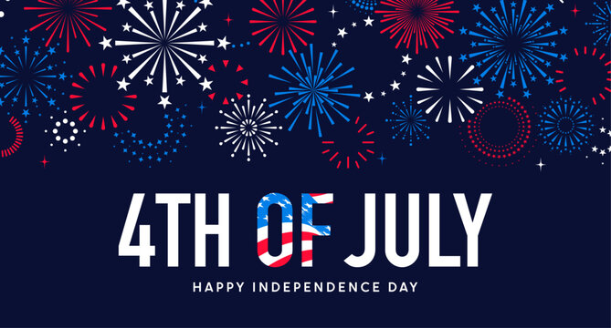 4th of July background, fireworks banner, Independence Day