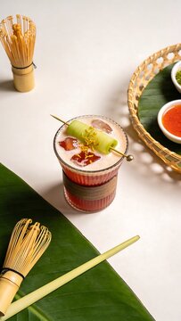 Generative AI Vibrant Cocktail with Fresh Ingredients and