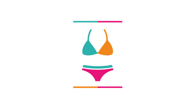 Colorful Bikini Icon, Summer Beachwear, Fashion Design, Vector Illustration