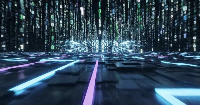 Neon lights in digital space.