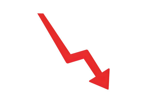 Red downward arrow symbol indicating decline or decrease
