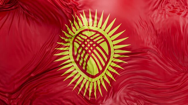 Kyrgyzstan flag waving Seamless silk flag 3d animation slow motion Looping