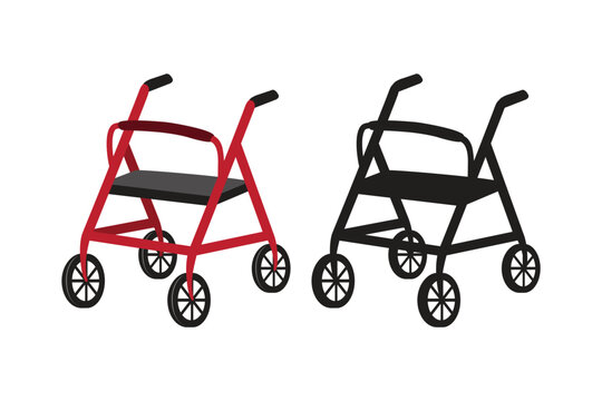 Rollator, mobile walking aid for seniors.
