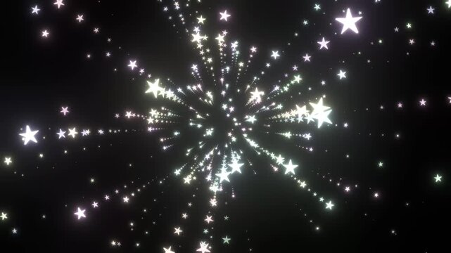 Glowing Five Point Star Warp with Spectrum Trails and Bloom Effect