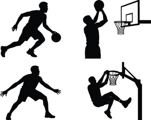 Basketball Player Action And Slam Dunk Silhouette Set © Sheikh