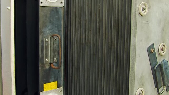 A close view of a formidable industrial air filter actively purifying the surrounding atmosphere.