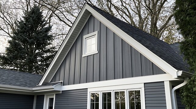 Modern exterior home siding featuring board and batten and horizontal lap siding