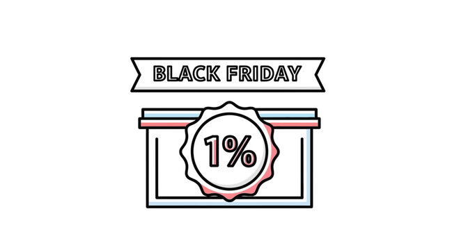 Black Friday 1% Discount Offer Badge with Ribbon Banner
