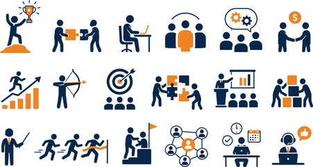 Fototapeta premium Business Teamwork and Corporate Success Icons