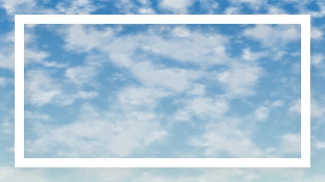 Blue Sky with White Clouds and a Rectangular Border Frame