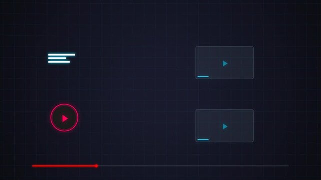 Digital video player interface with loading progress bar and menu icons