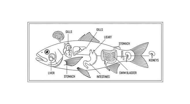 Fish Anatomy Diagram: Internal Organs Labeled for Education and Science