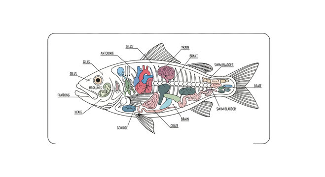 Fish Anatomy Diagram: Internal Organs, Skeleton, and Circulatory System