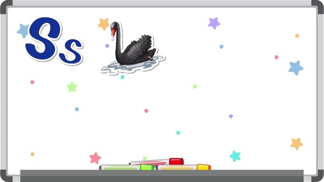 Educational Alphabet Animation for Letter S on a Whiteboard