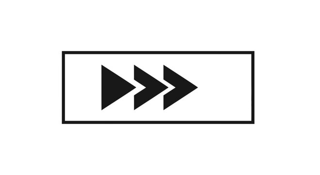 Fast Forward Play Button Icon: Three Arrows Moving Forward