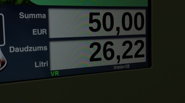 Transaction details display. Roadside station scene with clear user interface and sharp visuals