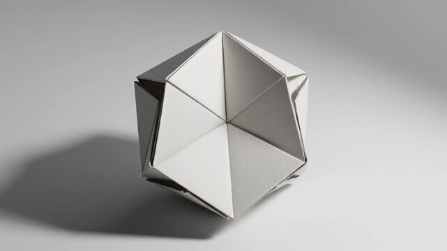 A minimalist abstract 3d render featuring a transparent glass cube and a floating diamond inside an empty square container for a modern business packaging design illustration
