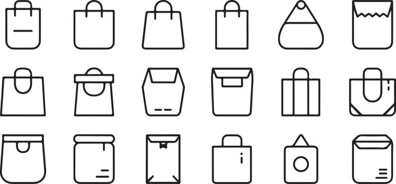 bag line icons outline glyphs tote purse backpack box