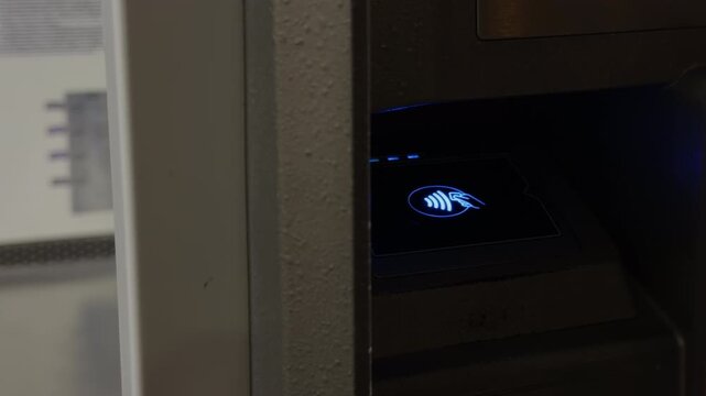 Secure entry technology. Highdefinition closeup of advanced access control device with illumination