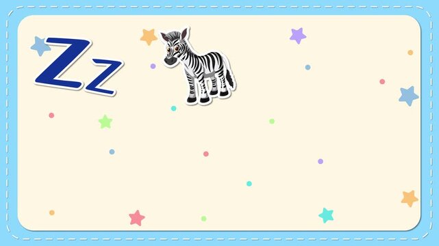 Educational Alphabet Animation for the Letter Z with Cartoon Illustrations