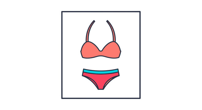 Coral Bikini Set Icon: Summer Beachwear, Swimsuit, Vacation Fashion