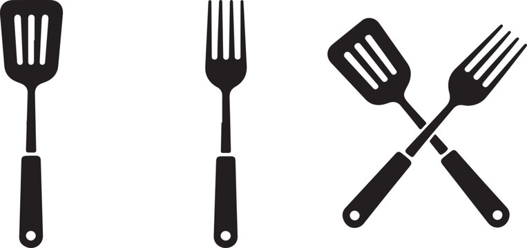 utensil spatula fork crossed kitchen icon vector clipart brand designs