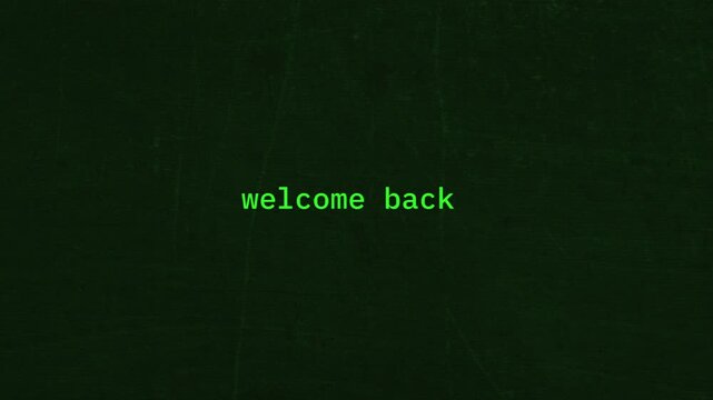 Retro CRT Computer Terminal Welcome Back Animation with Green Monochrome Login Screen Text