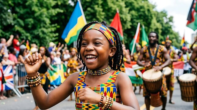 Juneteenth freedom day celebration joyful girl leads vibrant parade