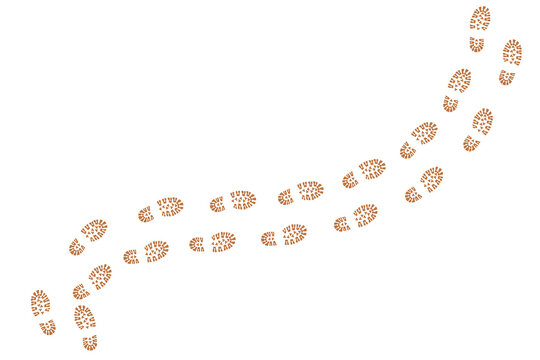 footprints shoe sole tracking path on transparent background, Shoes trail track vector illustrations