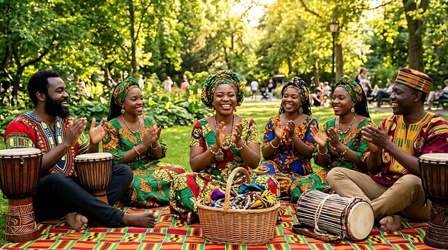 Juneteenth freedom day celebration african american community drum circle in park