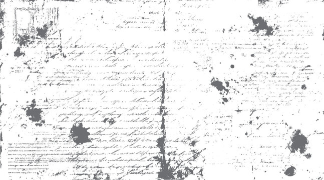 Faded antique handwritten script with ink splatters and distressed paper texture